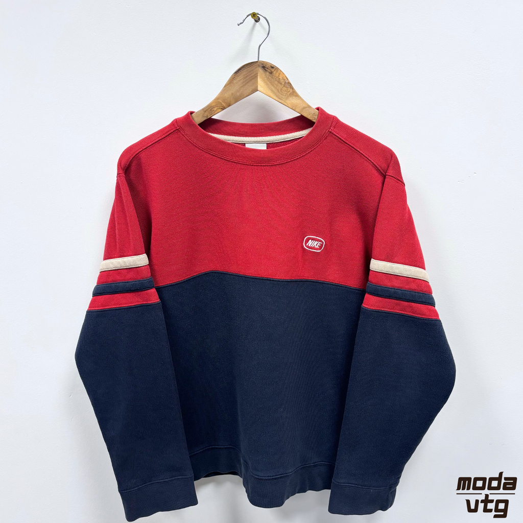 Vintage Y2K Nike Sweatshirt Navy Red Small Crewneck