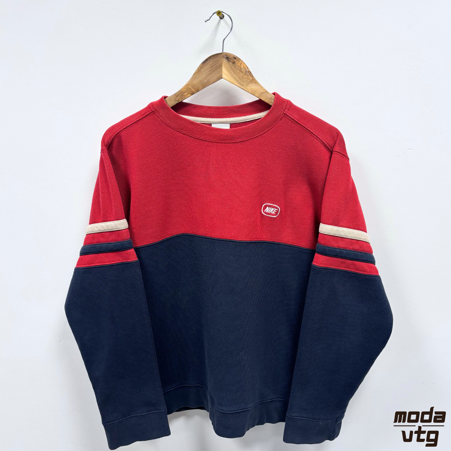Vintage Y2K Nike Sweatshirt Navy Red Small Crewneck