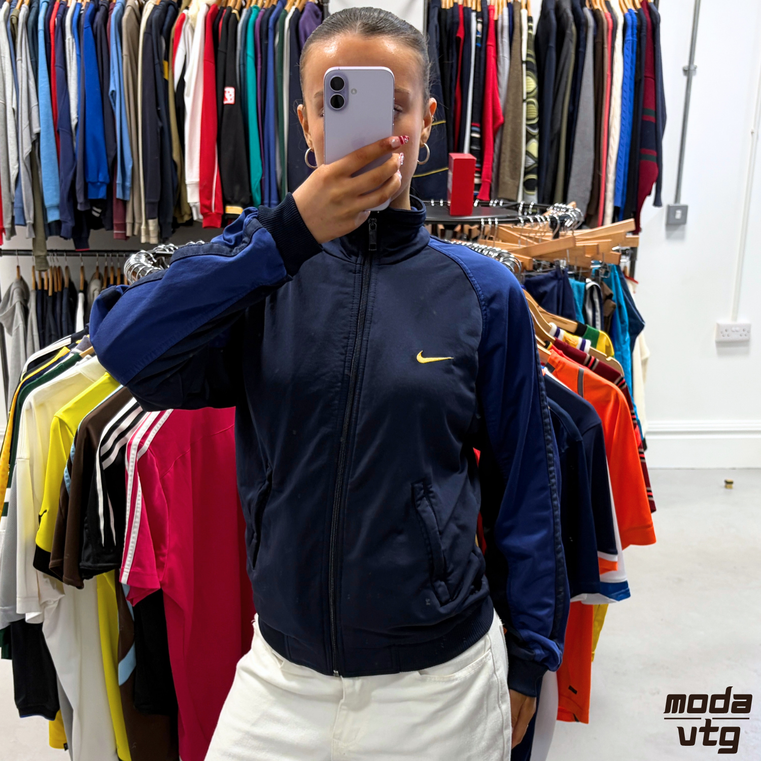 Vintage 90s Nike Track Jacket Navy XS Unisex Retro