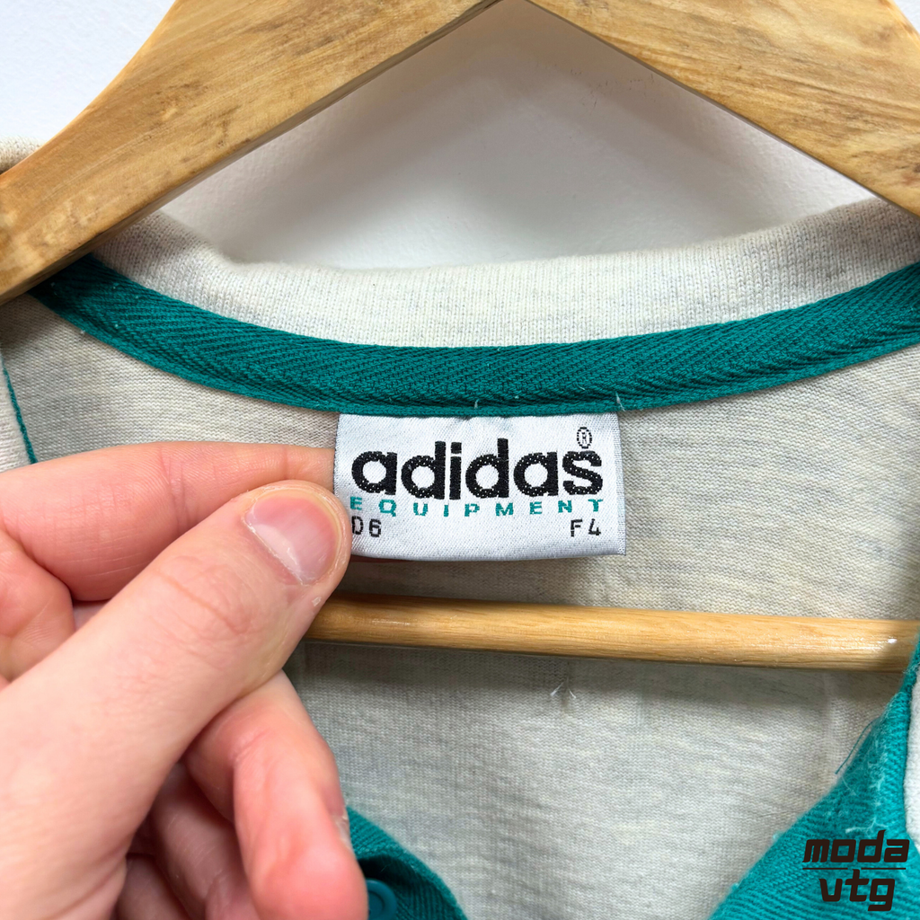 Vintage 90s Adidas Equipment Polo Grey Large Retro Summer