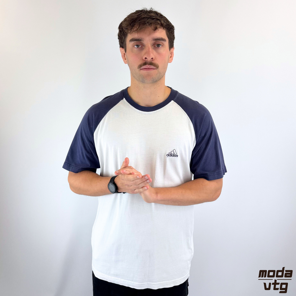 Vintage 90s Adidas T-Shirt White XL Holiday Summer