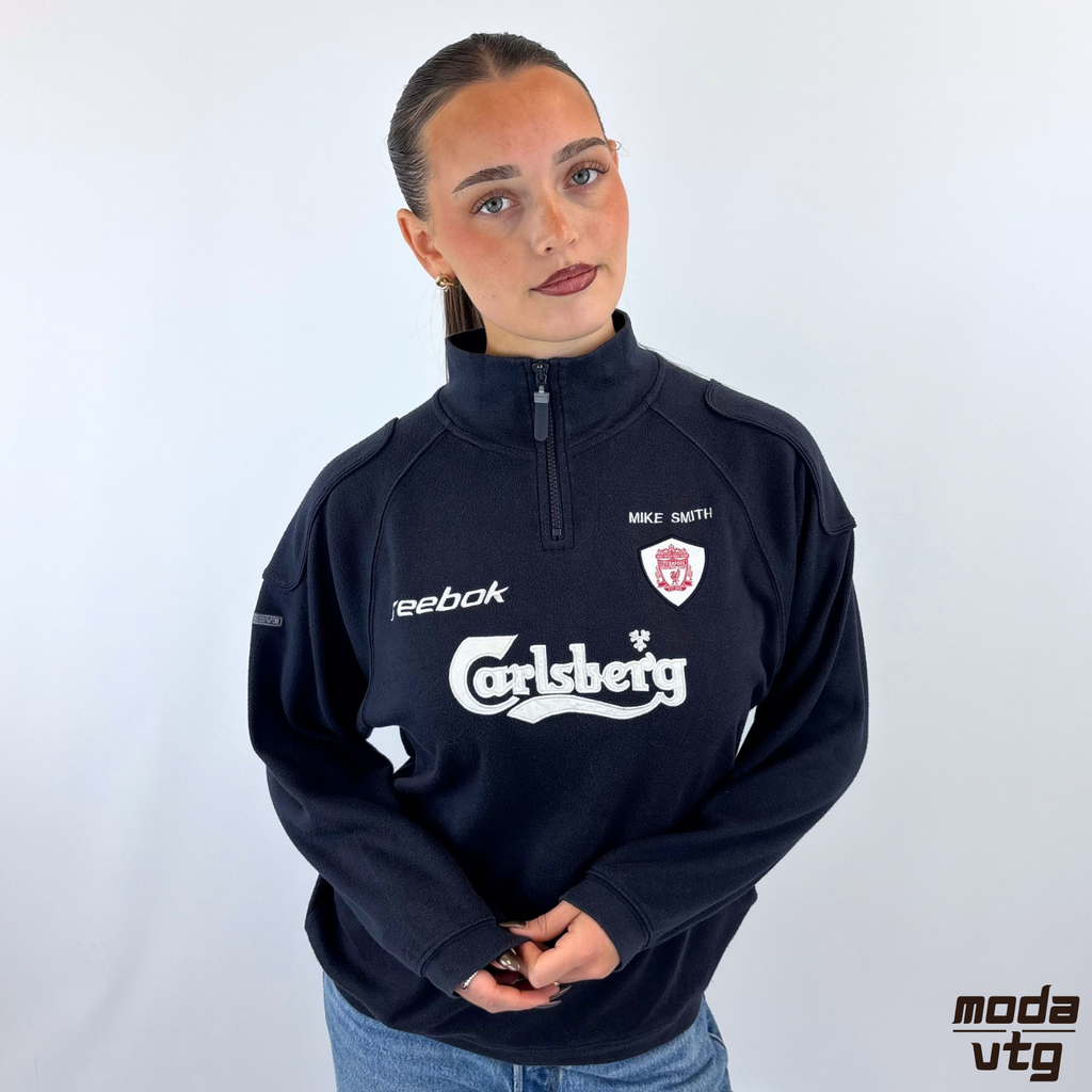 Vintage Y2K Liverpool Reebok Sweatshirt Navy XS Quarter Zip