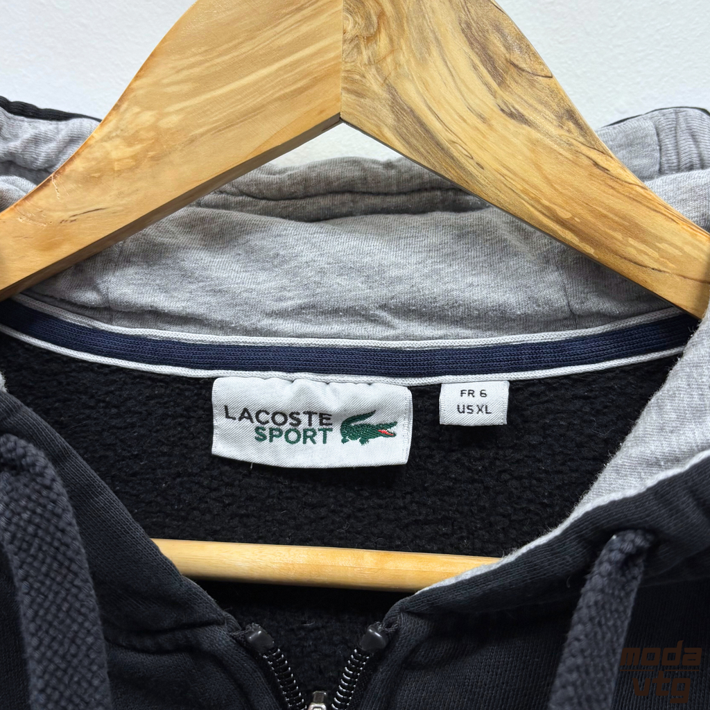 Vintage Y2K Lacoste Hoodie Black Small Full Zip Retro