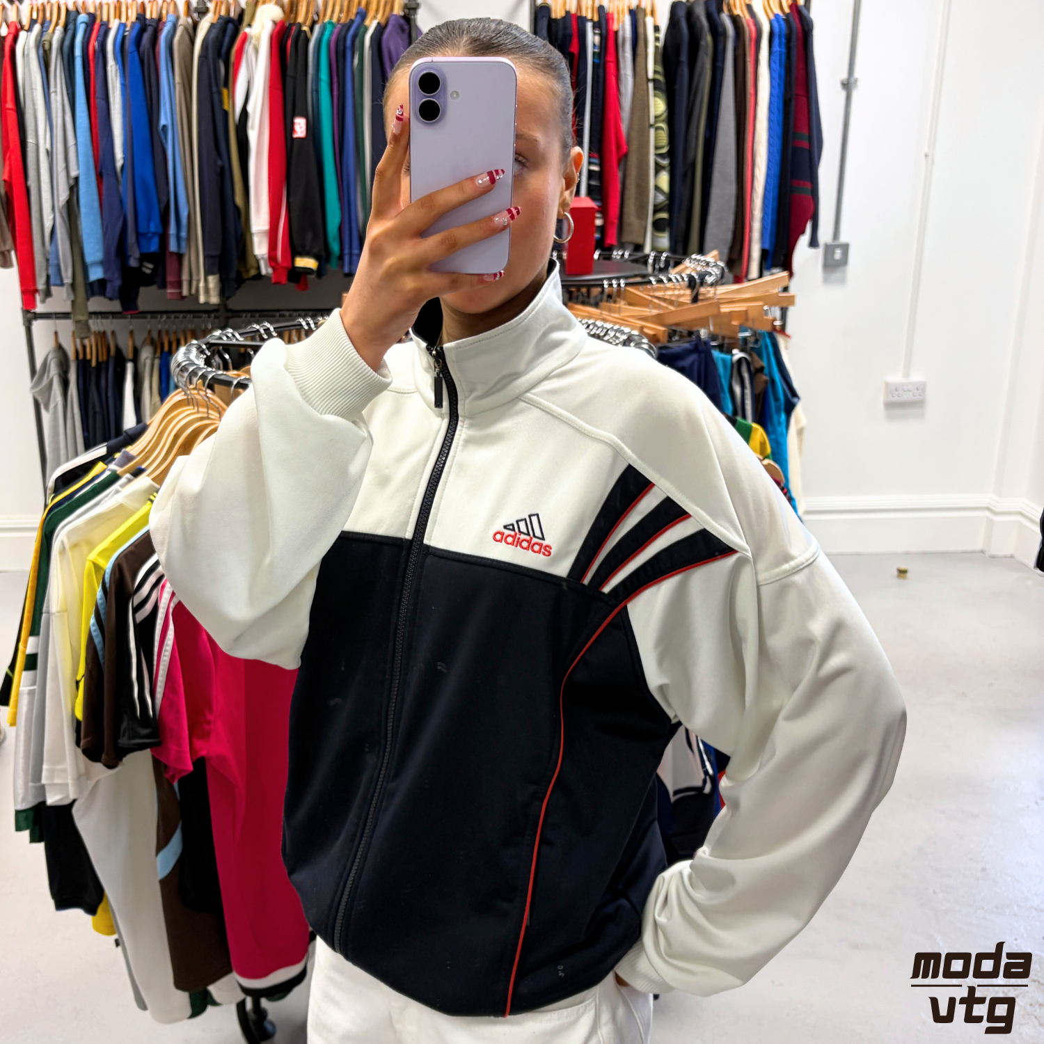 Vintage 90s Adidas Track Jacket White Large Unisex Retro