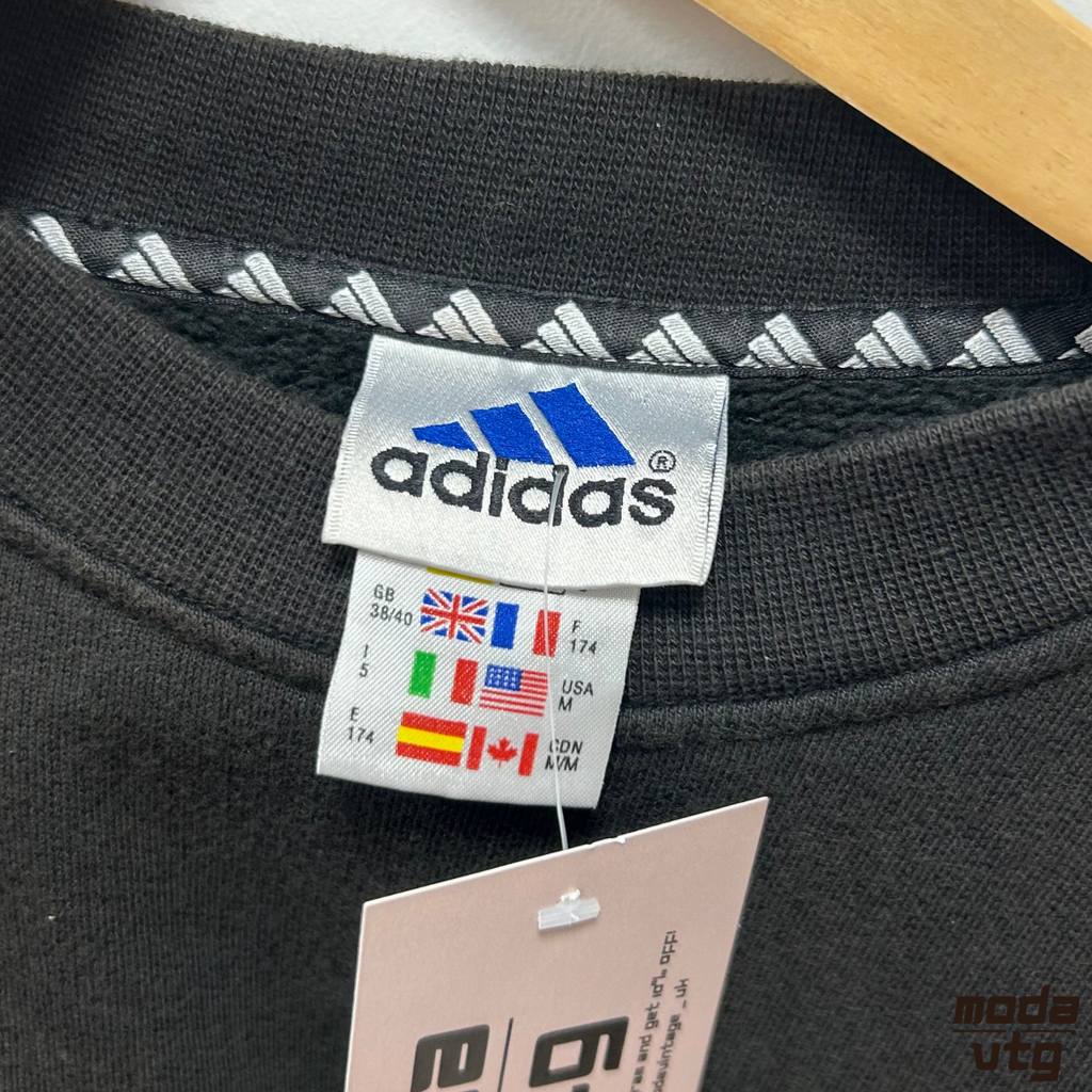 Vintage 90s Adidas Sweatshirt Black Medium Retro Unisex