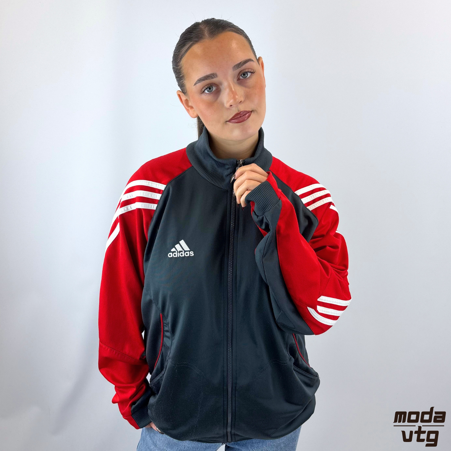 Vintage Y2K Adidas Track Jacket Grey Large Retro