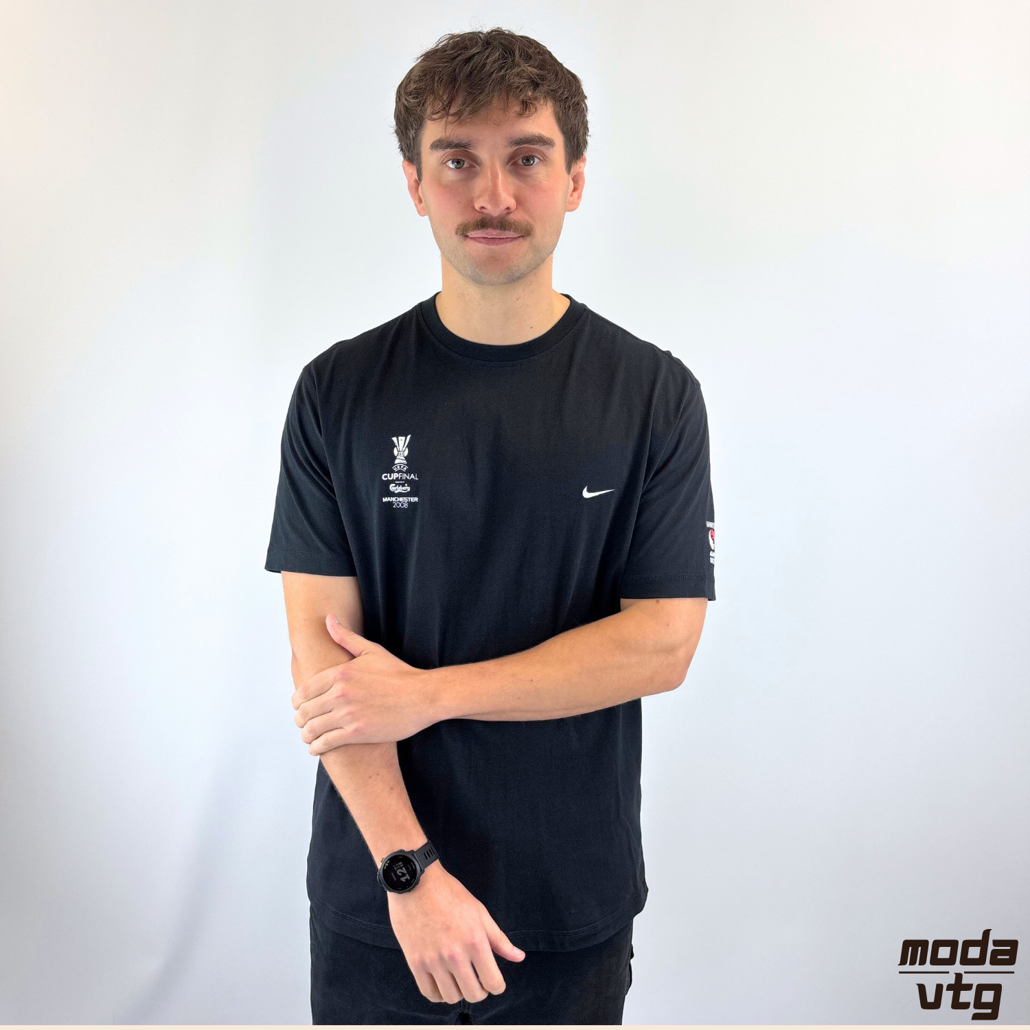 Vintage Y2K Nike T-Shirt Black Large Europa League 2008 Promo