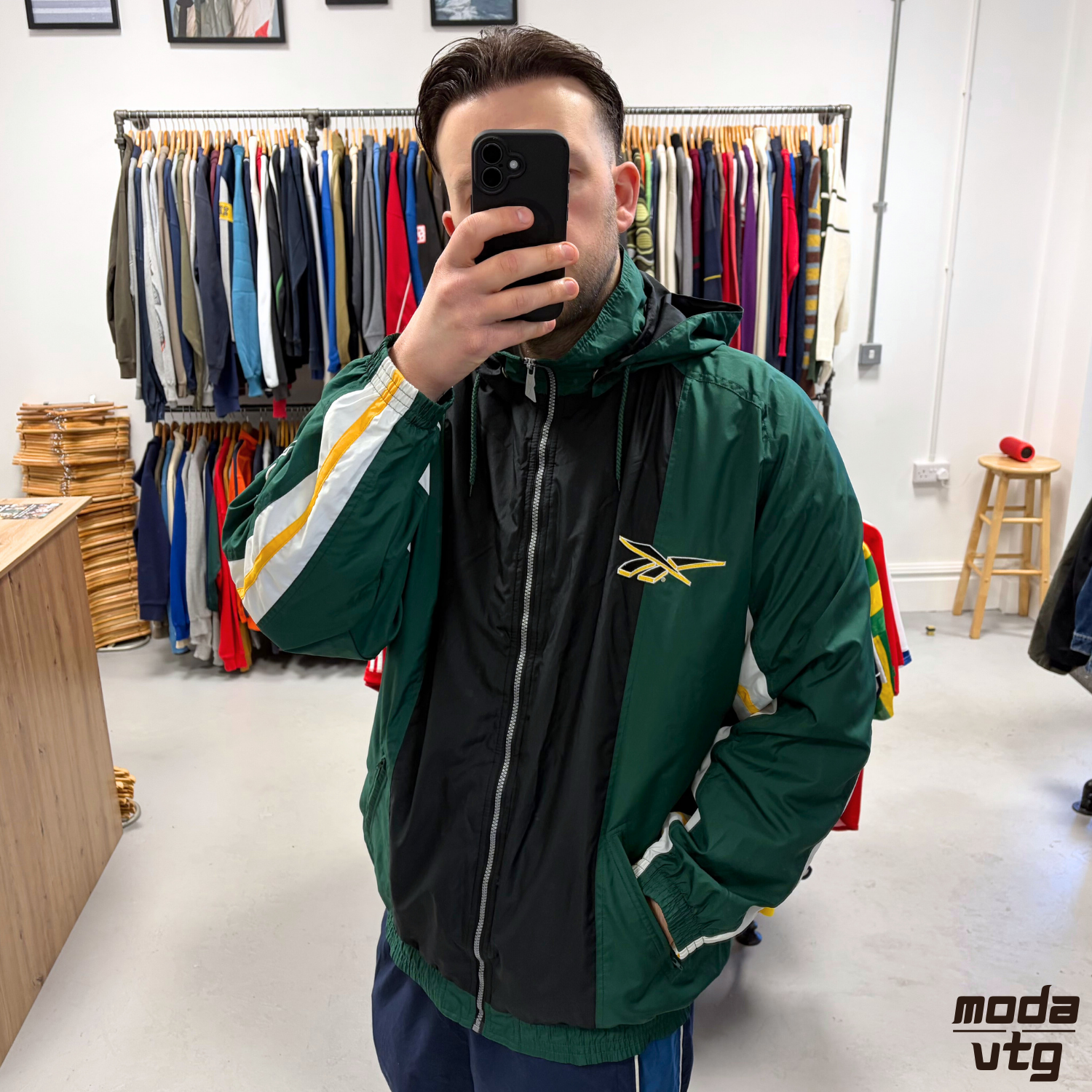 Vintage Y2K Reebok Track Jacket Green XXL Retro Festivals