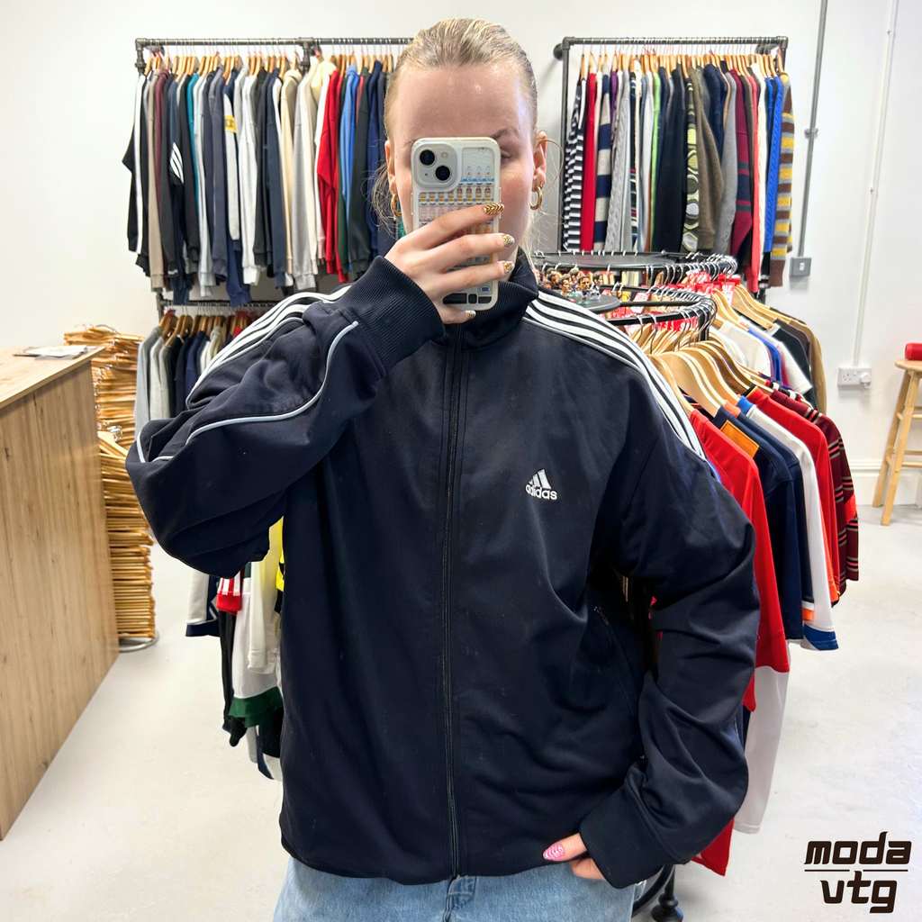Vintage Y2K Adidas Track Jacket Navy Large Retro Unisex