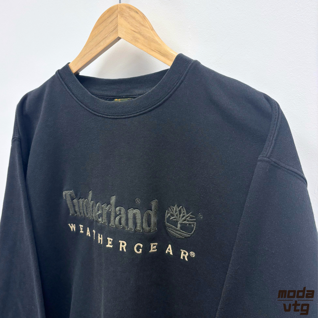 Vintage 90s Timberland Sweatshirt Black Medium Crewneck Retro