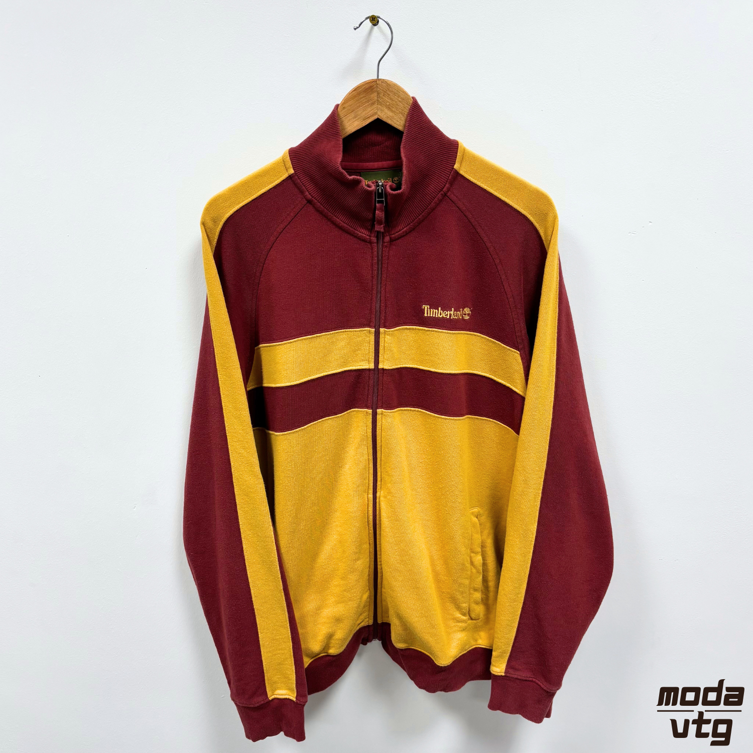 Vintage 90s Timberland Sweatshirt Yellow Red Large Full Zip