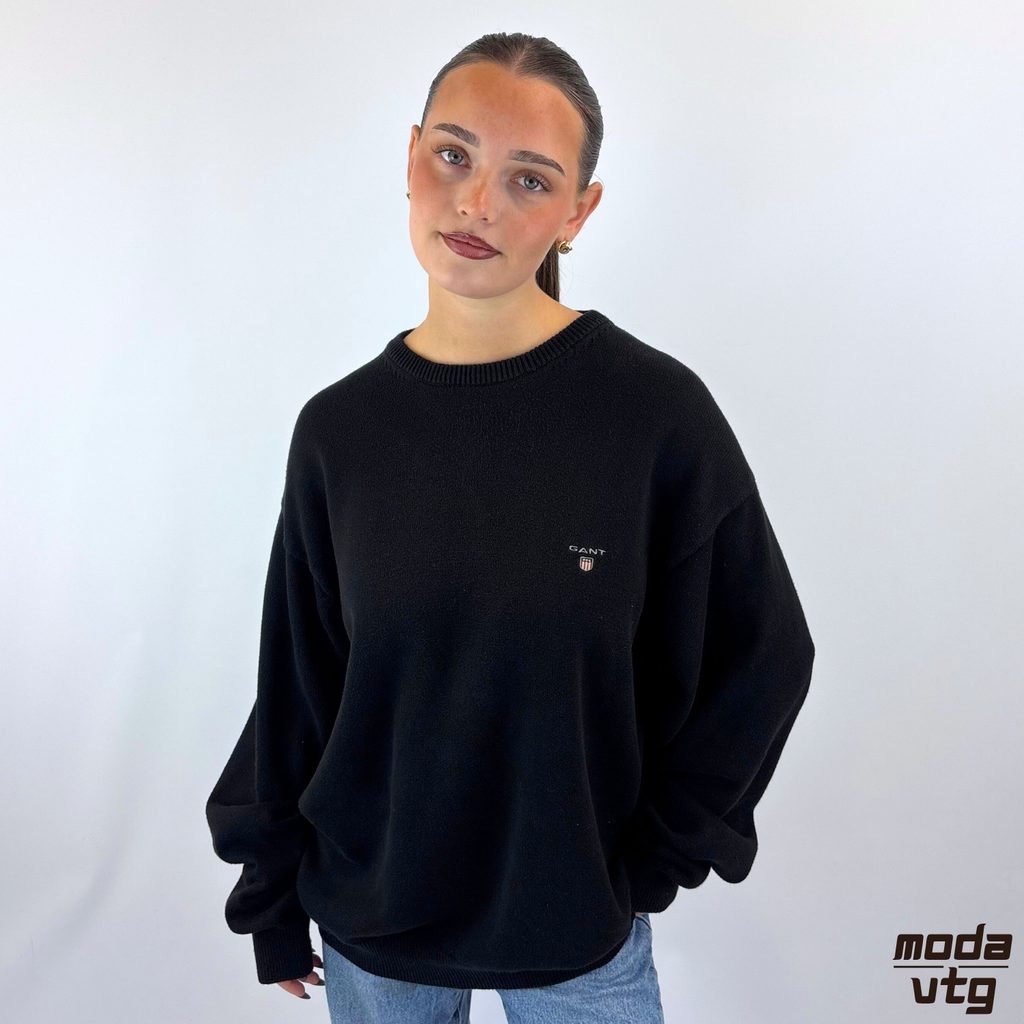 Vintage Y2K GANT Knitted Jumper Black XL