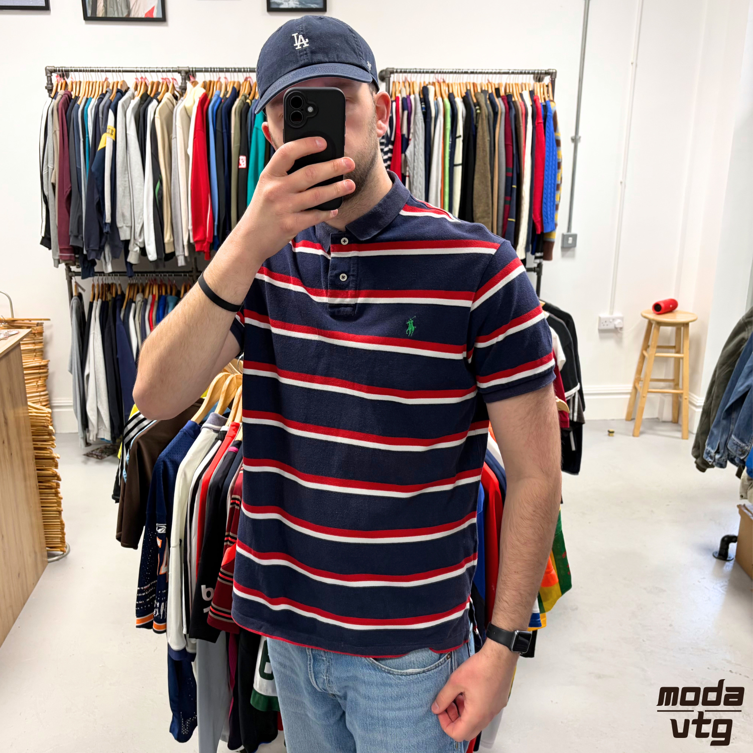 Vintage 90s Ralph Lauren Polo Navy XL Striped Summer Unisex