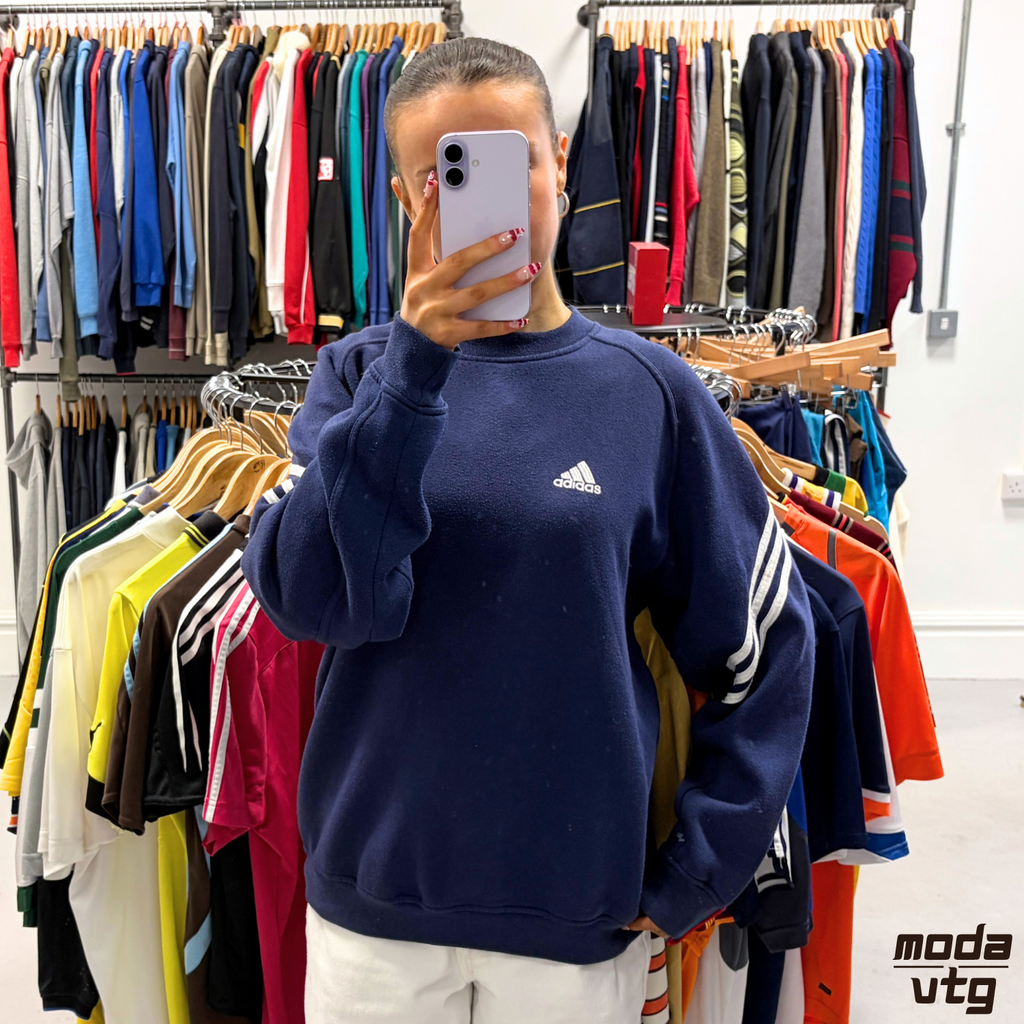 Vintage 90s Adidas Sweatshirt Navy Medium Retro Unisex Crewneck