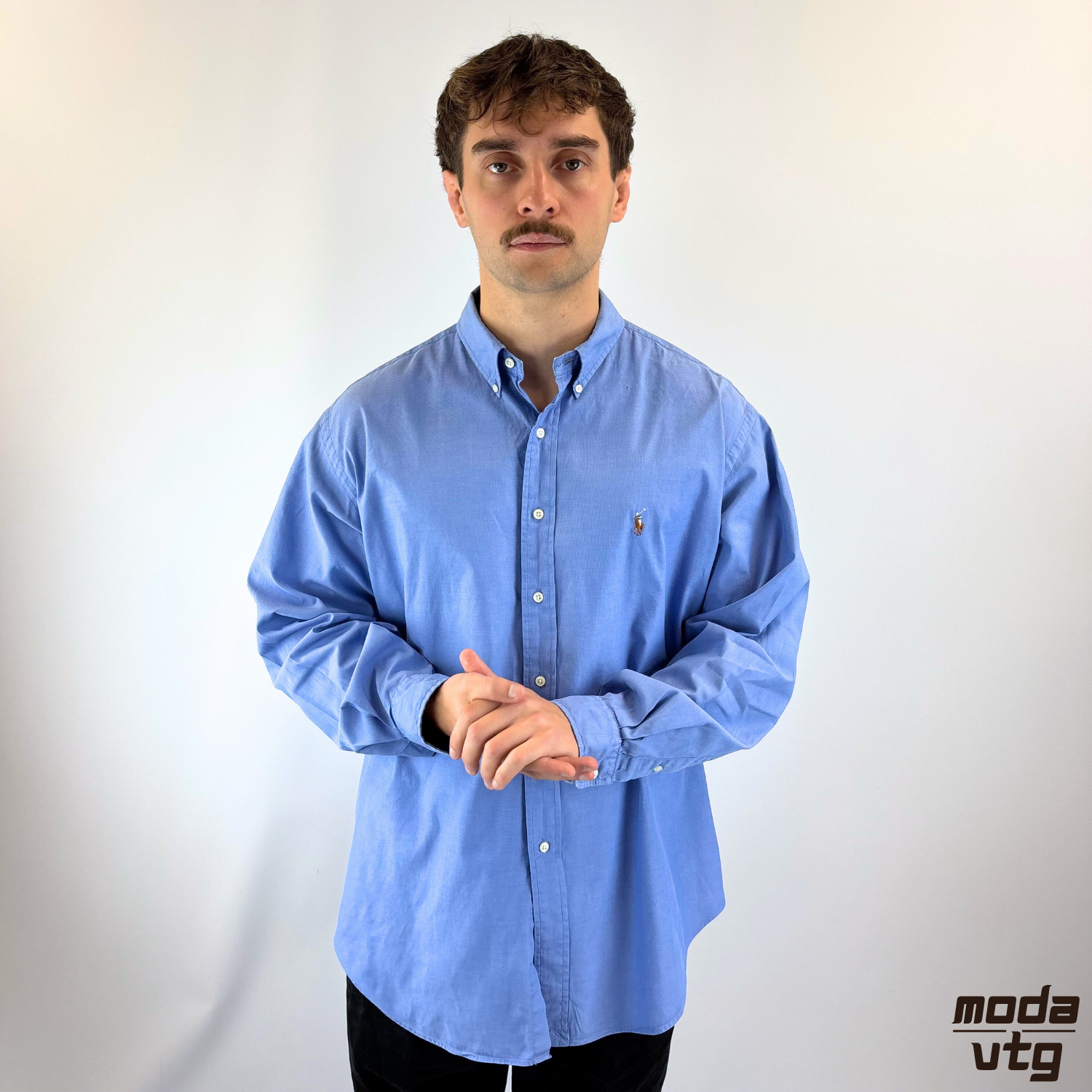 Vintage 90s Ralph Lauren Shirt Blue XL Yarmouth Cotton