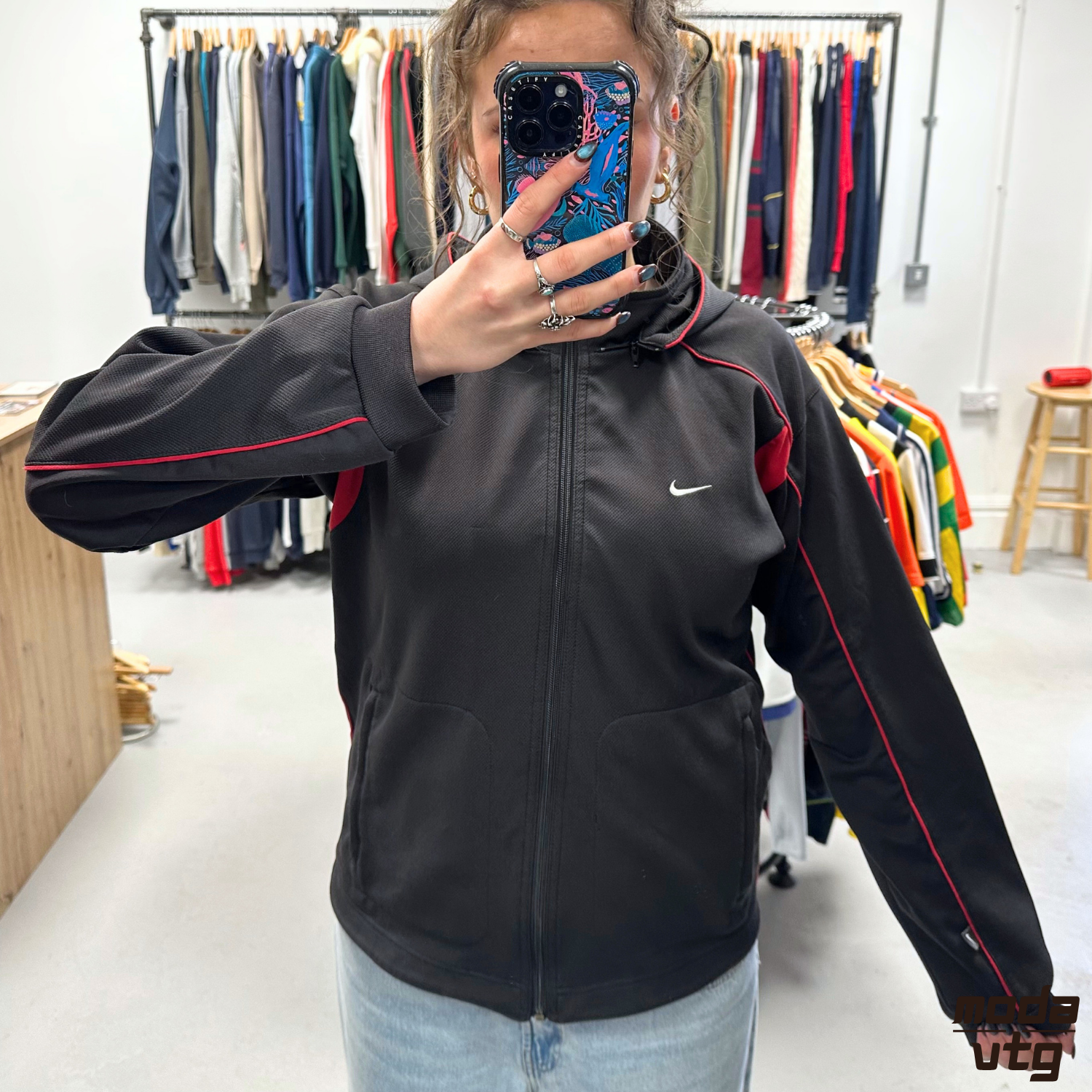 Vintage 90s Nike Track Jacket Black Small Unisex Retro