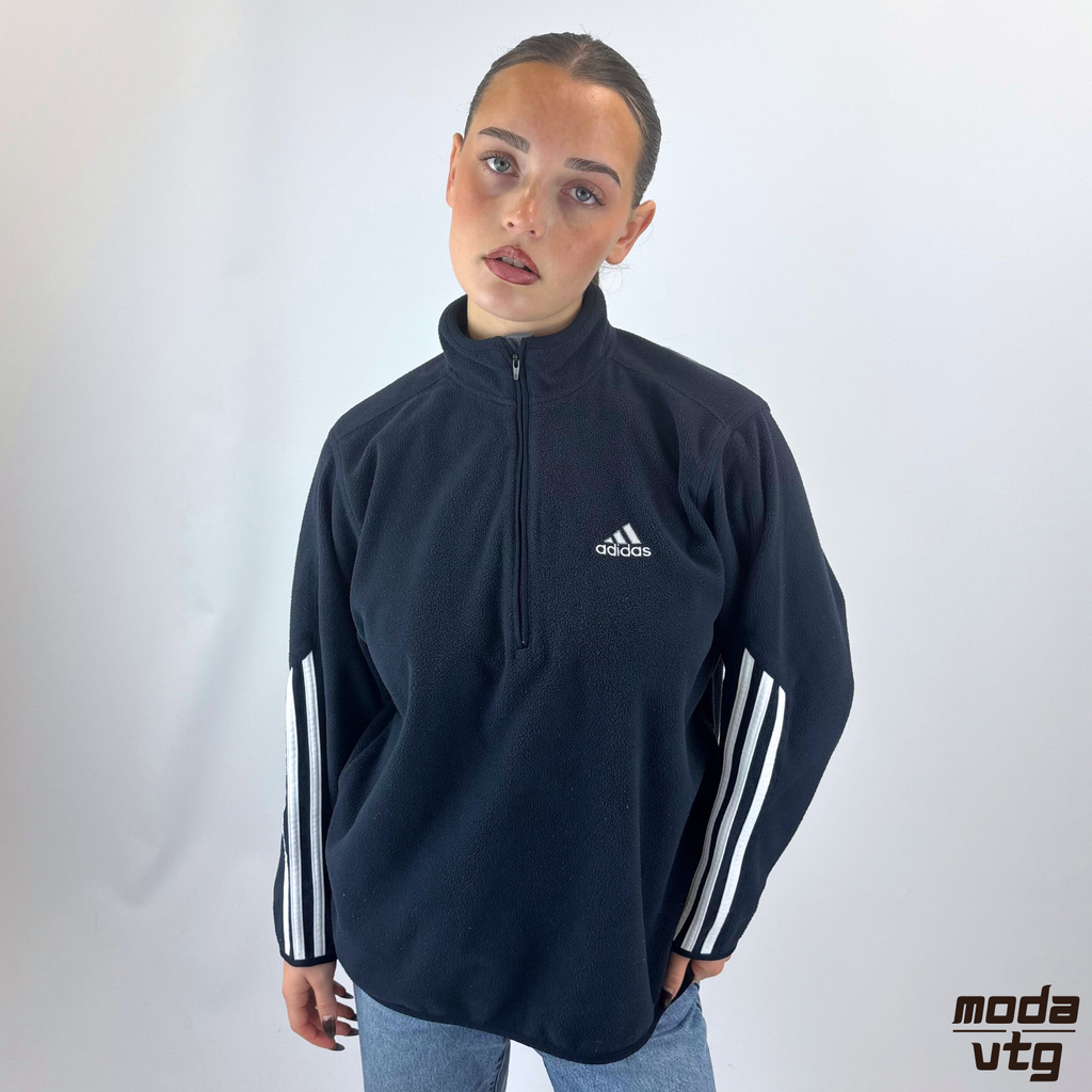 Vintage 90s Adidas Fleece Navy Small Quarter Zip
