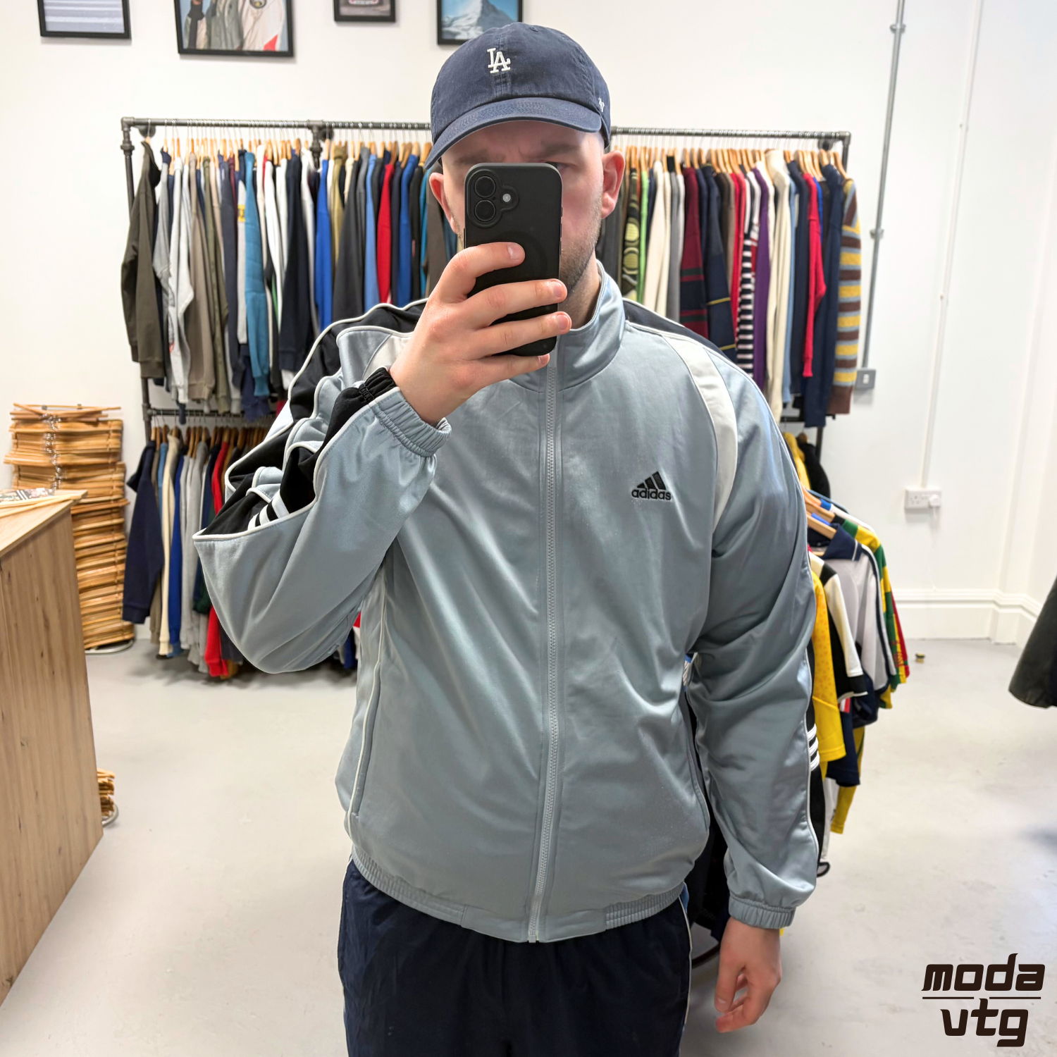 Vintage Y2K Adidas Track Jacket Large Grey Retro Unisex