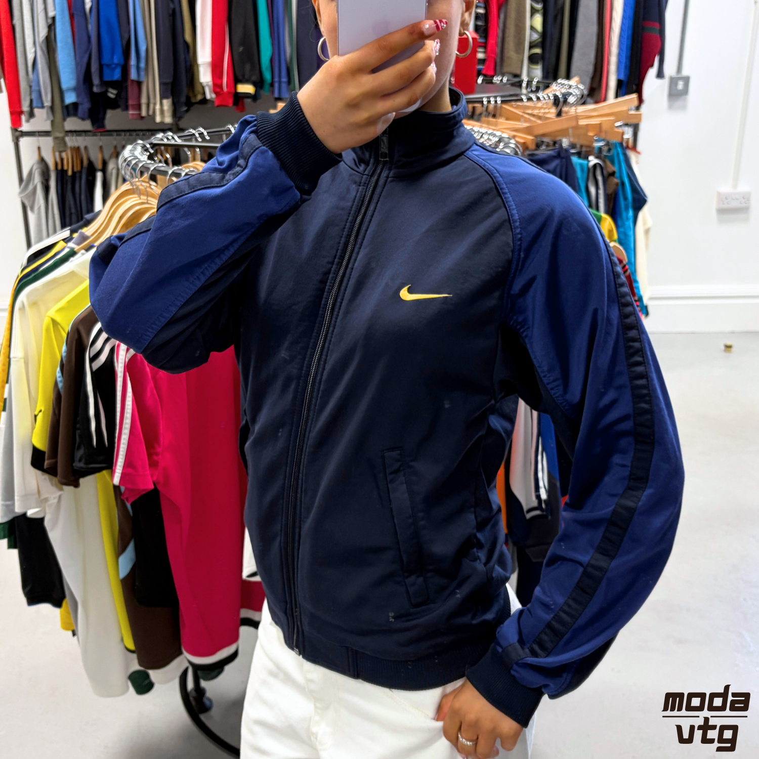 Vintage 90s Nike Track Jacket Navy XS Unisex Retro