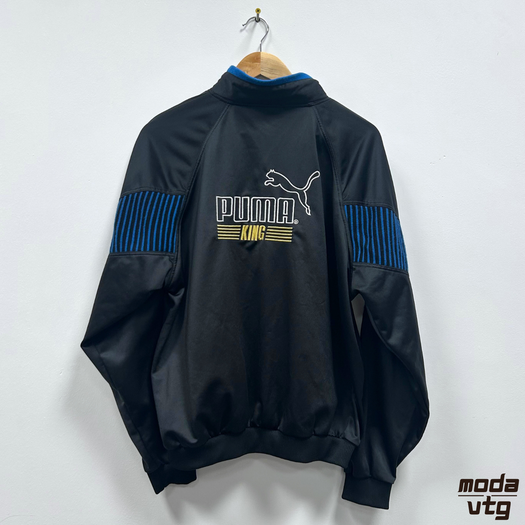 Vintage 90s Puma Track Jacket Black Medium Retro Unisex Festival King