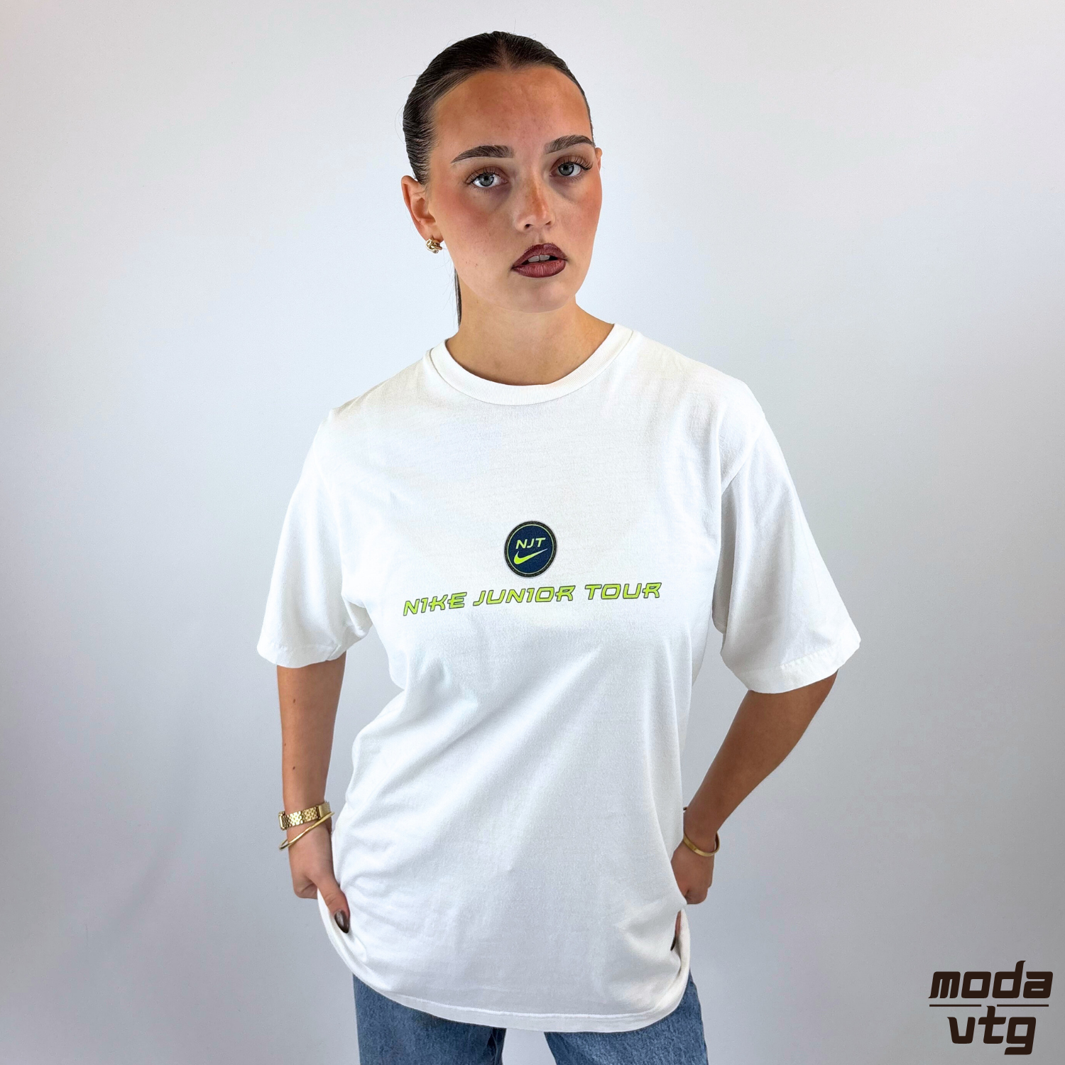 Vintage 90s Nike T-Shirt White Medium Nike Junior Tour Tennis