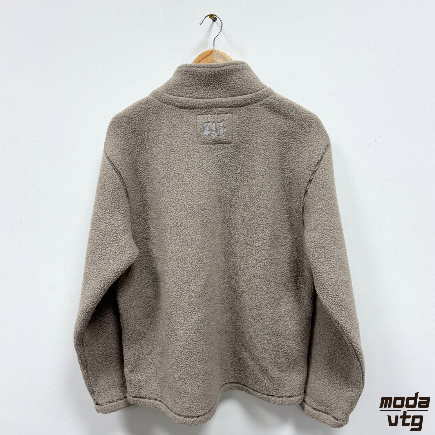 Vintage Y2K Animal Fleece Beige Large Winter Quarter Zip