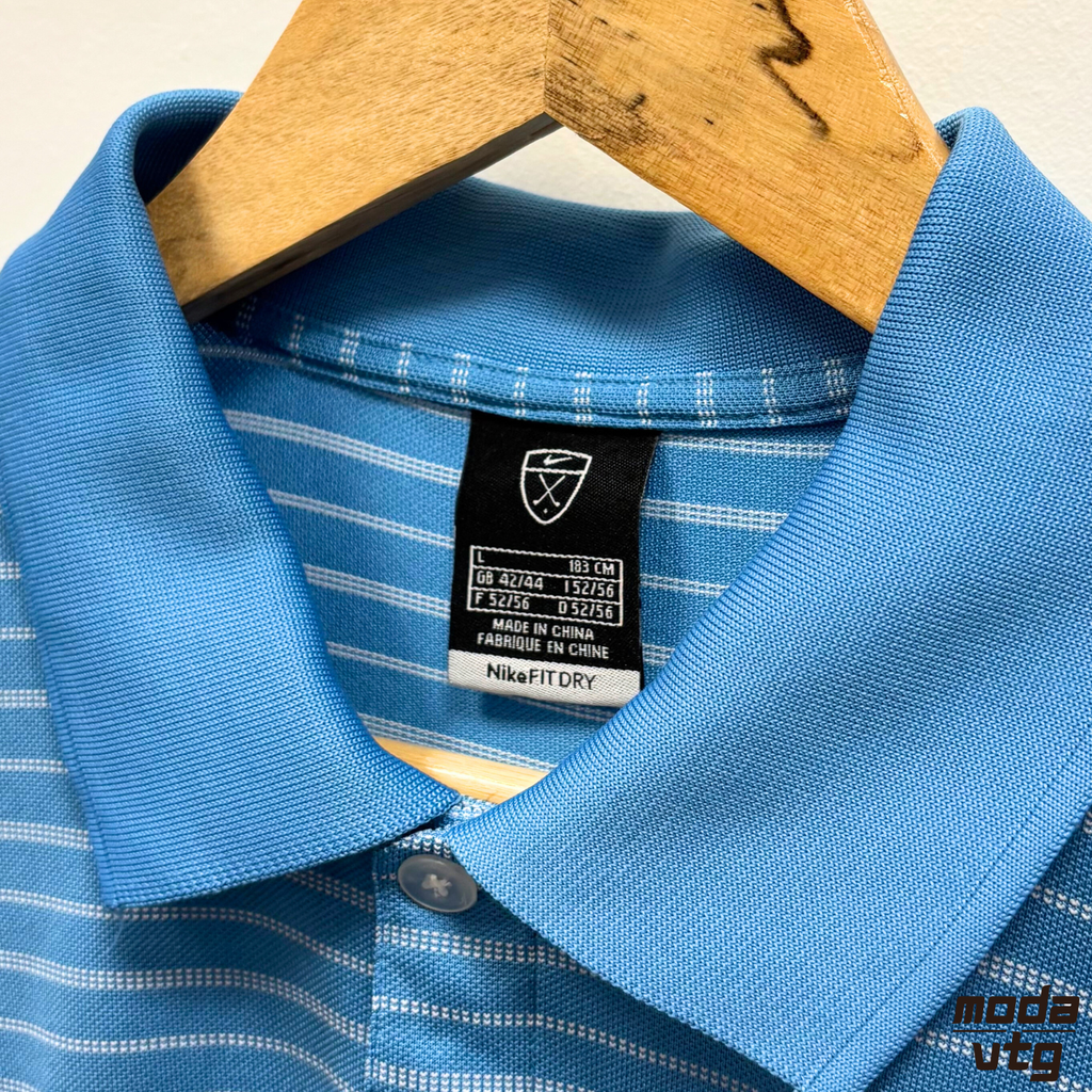 Vintage Y2K Nike Golf Polo Blue Large Striped