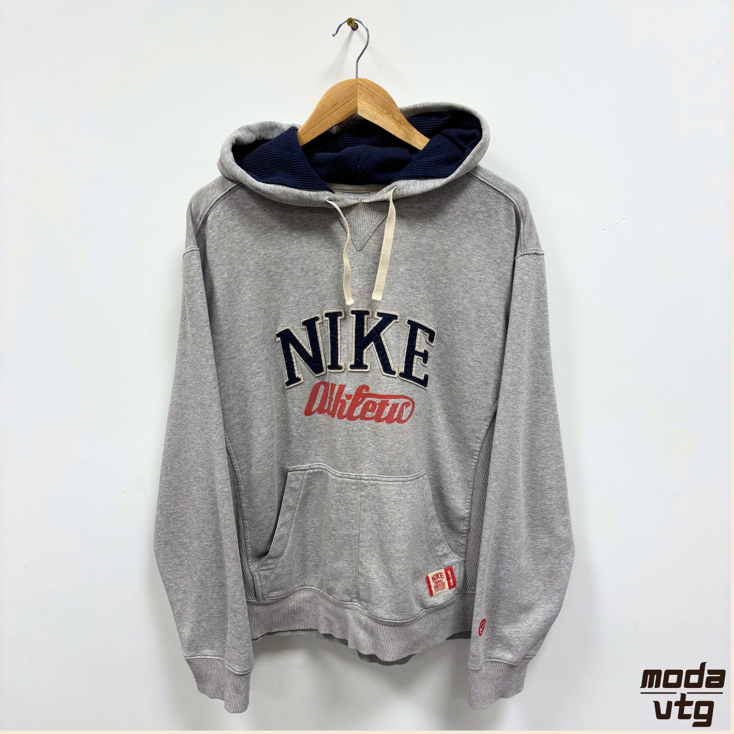 Vintage Y2K Nike Hoodie Grey Large Spell Out Retro