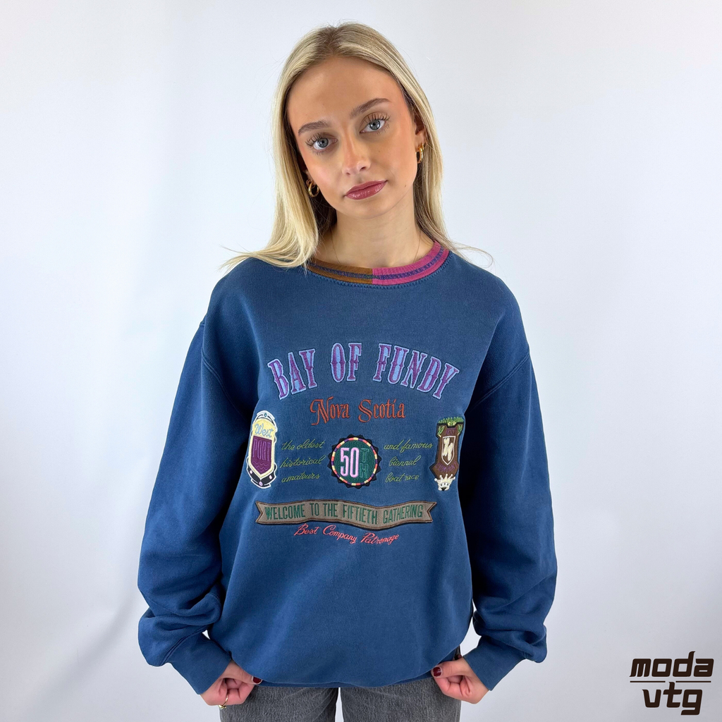 Vintage 90s Best Company Sweatshirt Blue Large Crewneck Embroidery