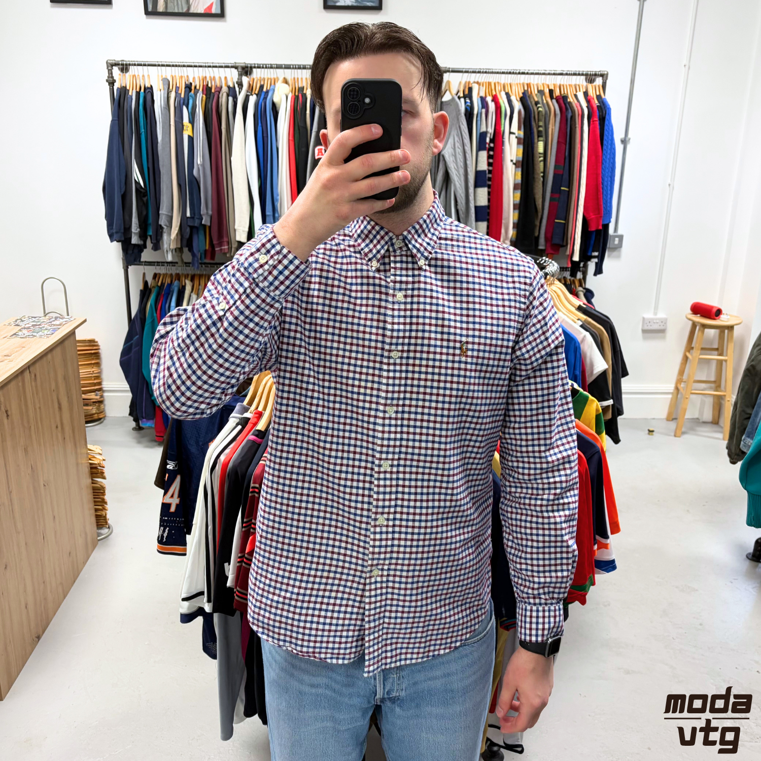 Vintage Y2K Ralph Lauren Shirt Large Retro Cotton Gingham