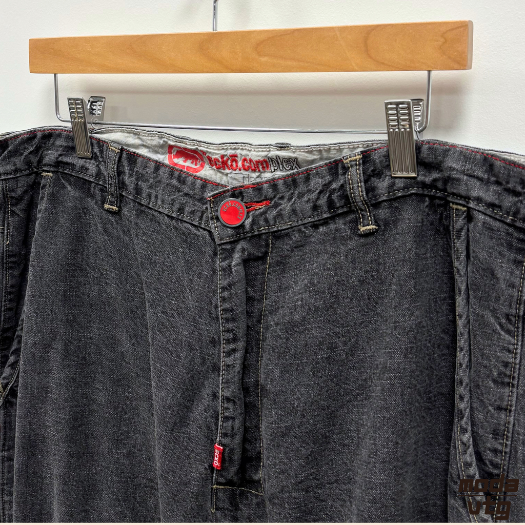 Vintage Y2K Ecko Unltd Denim Jeans Grey XL 36’ Baggy Hiphop