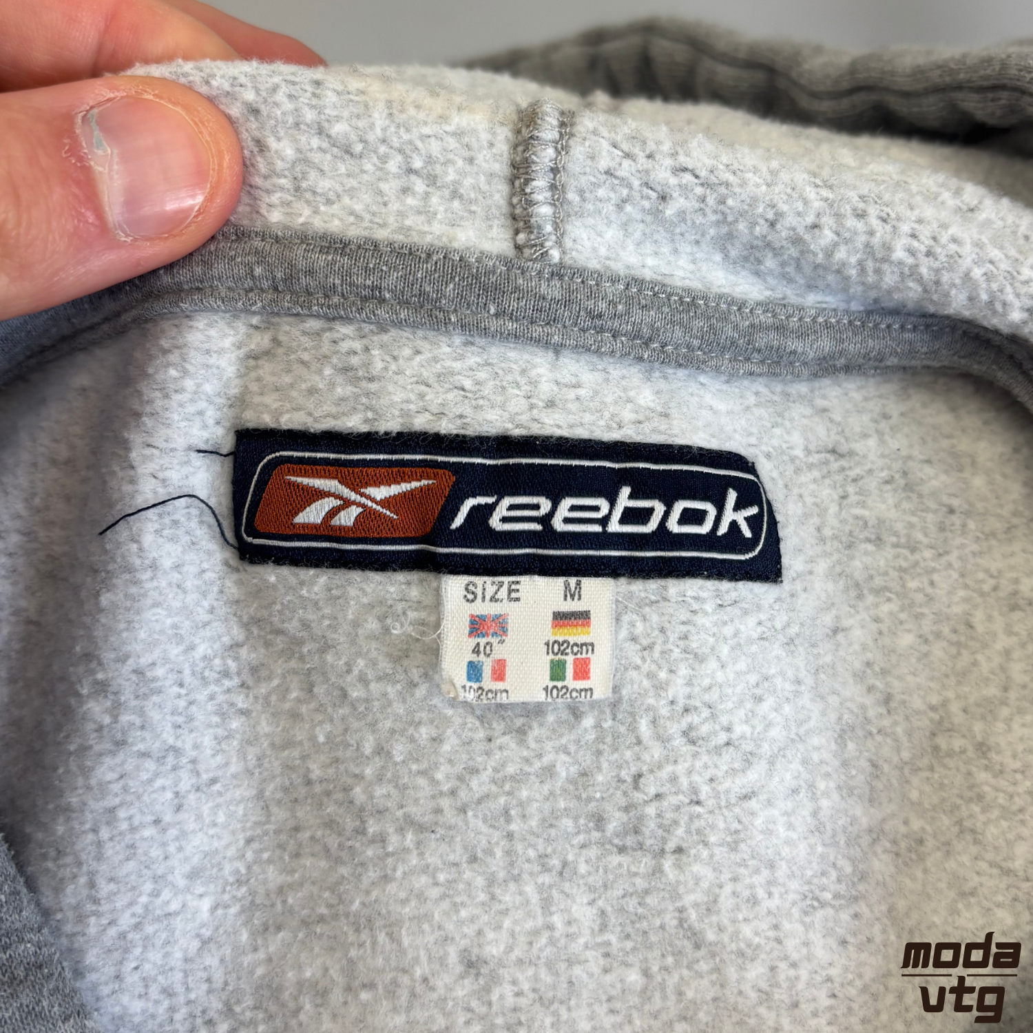 Vintage Y2K Reebok Hoodie Grey Medium