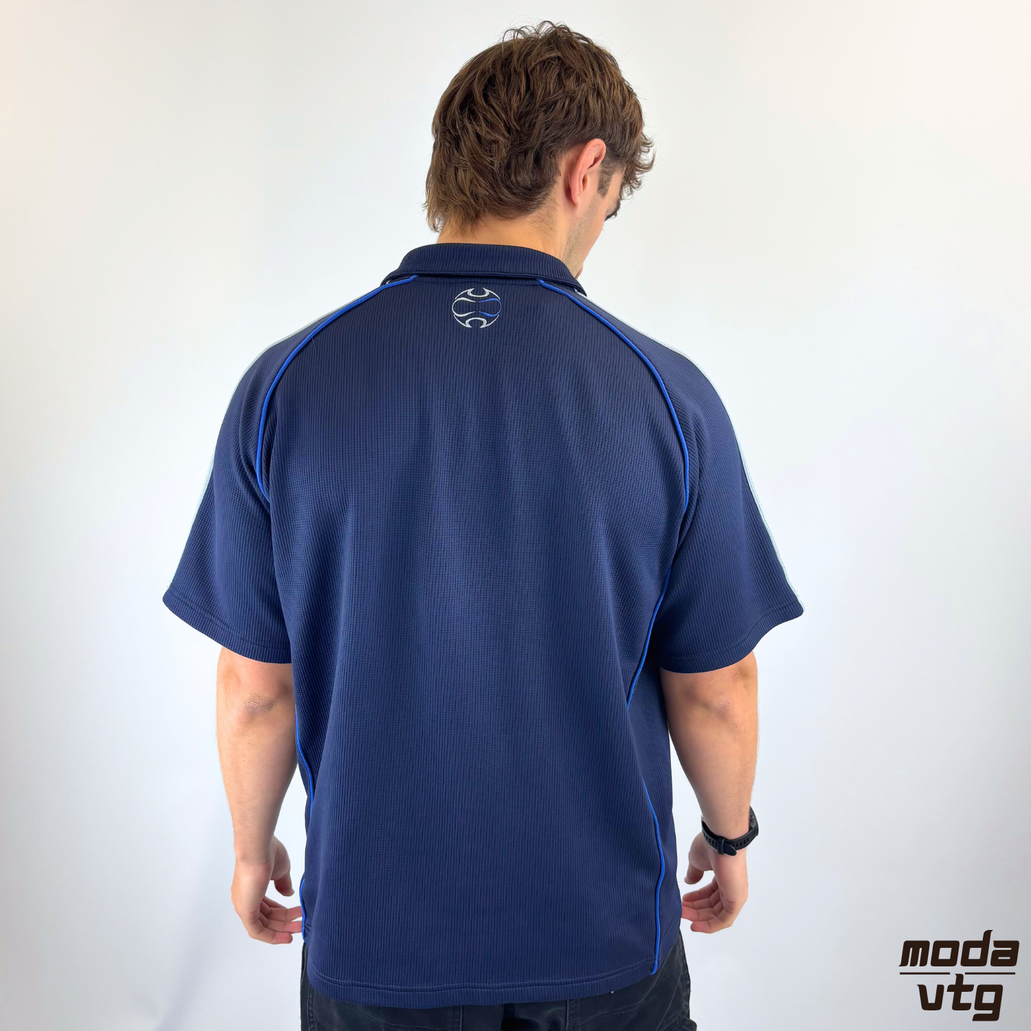 Vintage Y2K Chelsea FC Adidas Polo Navy Large