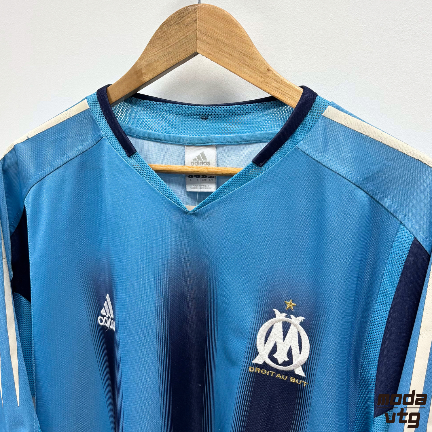 Vintage Y2K 2004/05 Marseille Away Kit Blue Large Retro