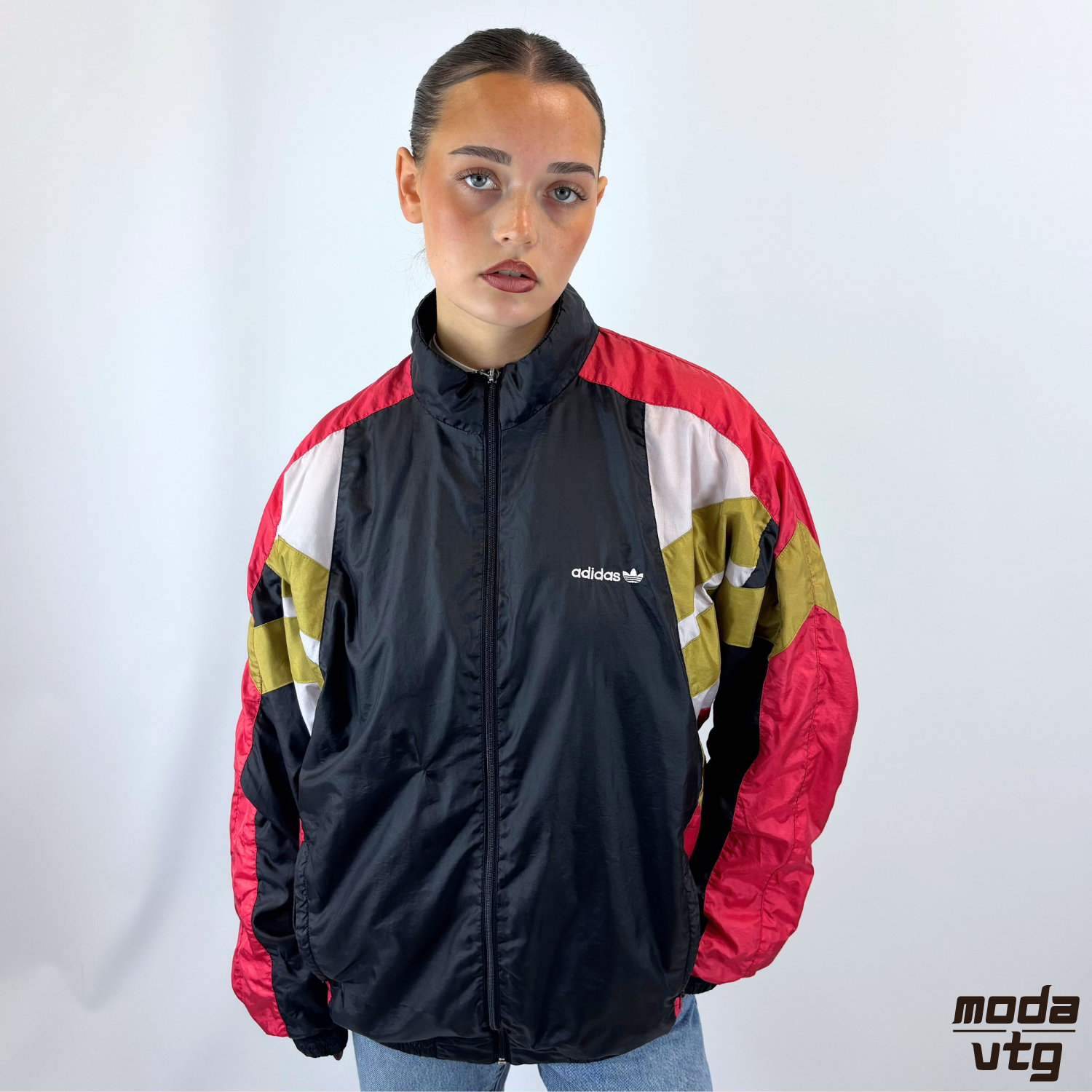 Vintage 90s Adidas Track Jacket Black Large Retro