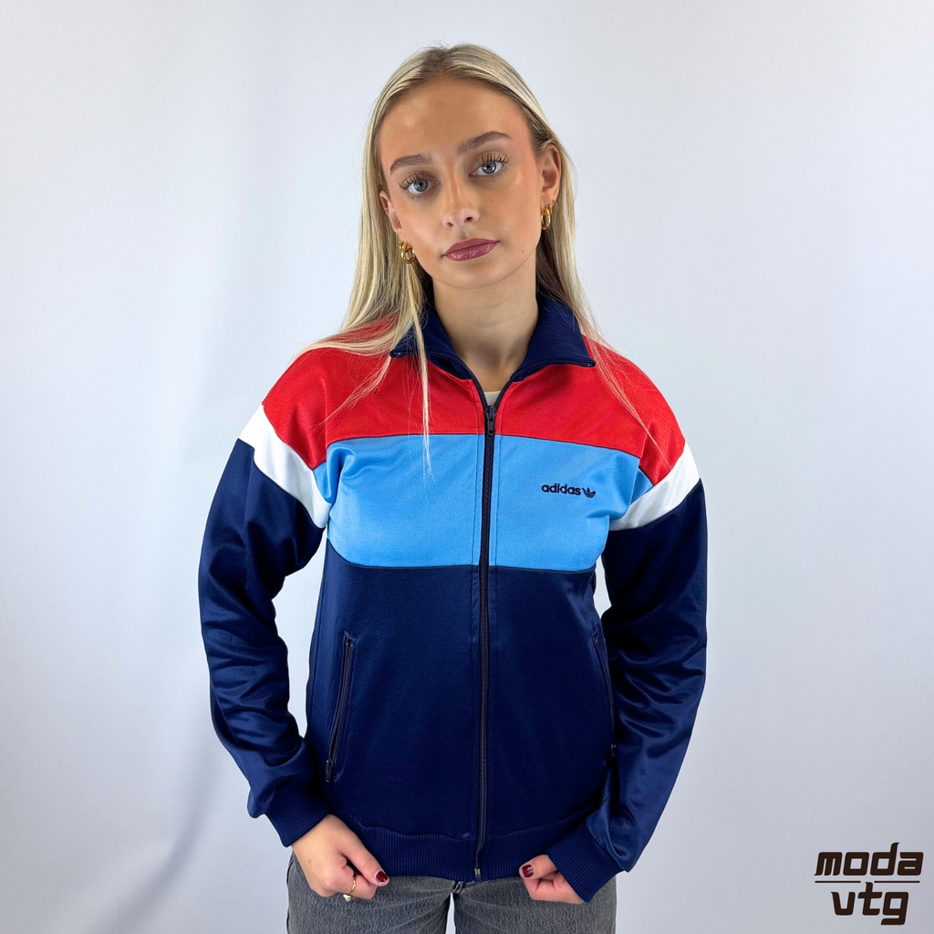 Vintage 80s Adidas Track Jacket Blue XS Made In West Germany Retro