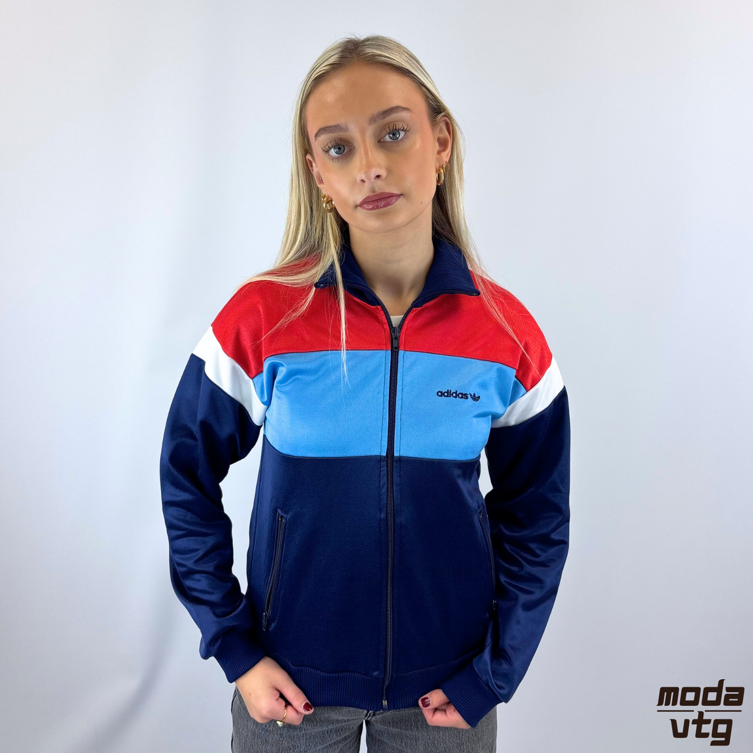 Vintage 80s Adidas Track Jacket Blue XS Made In West Germany Retro